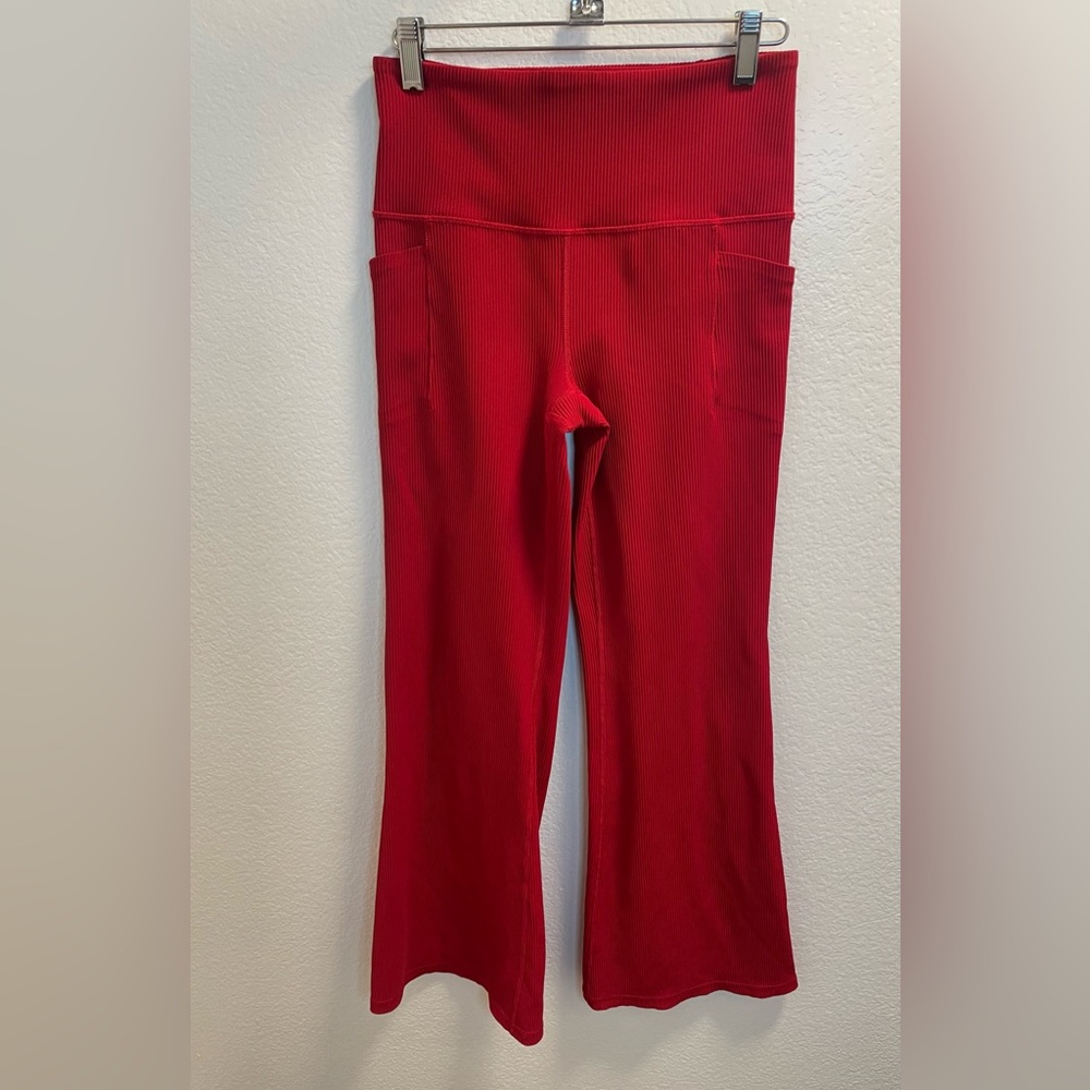 Athleta Salutation Stash Flare Pants Red Size MP